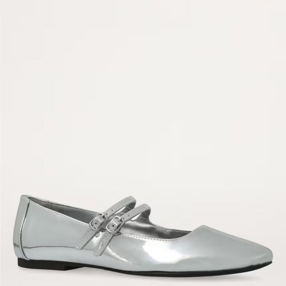 STEVE MADDEN Silver Faux Patent Leather Alisah Ballet Flats - Picture 5 of 14